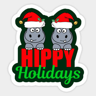 Cute Hippo Holiday Funny Christmas Sticker